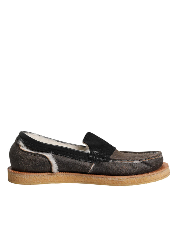 Dolce &amp; Gabbana Sample Sale Dolce &amp; Gabbana Brown White Calfskin Leather Loafers Shoes - | Designer outlet