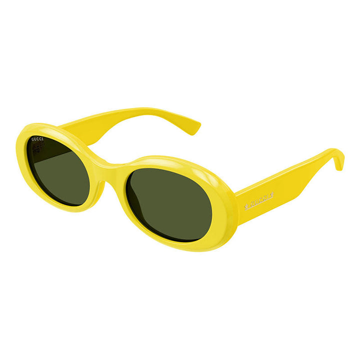 Gucci Oval Full Rim, with a Yellow frame and Green lens.