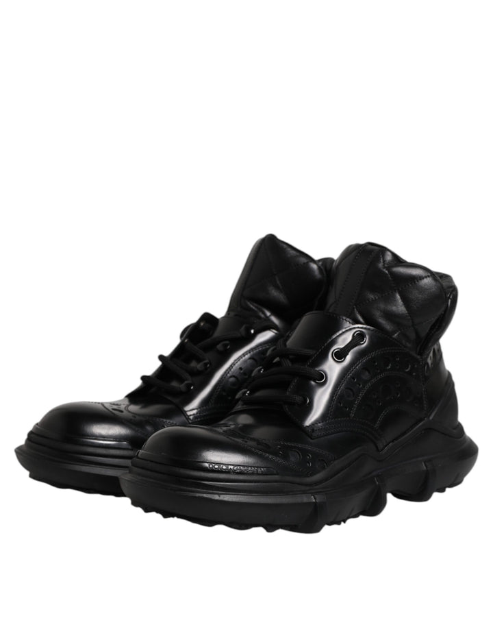Dolce &amp; Gabbana Sample Sale Dolce &amp; Gabbana Black Leather Casual Mens Ankle Boots Shoes - | Designer outlet