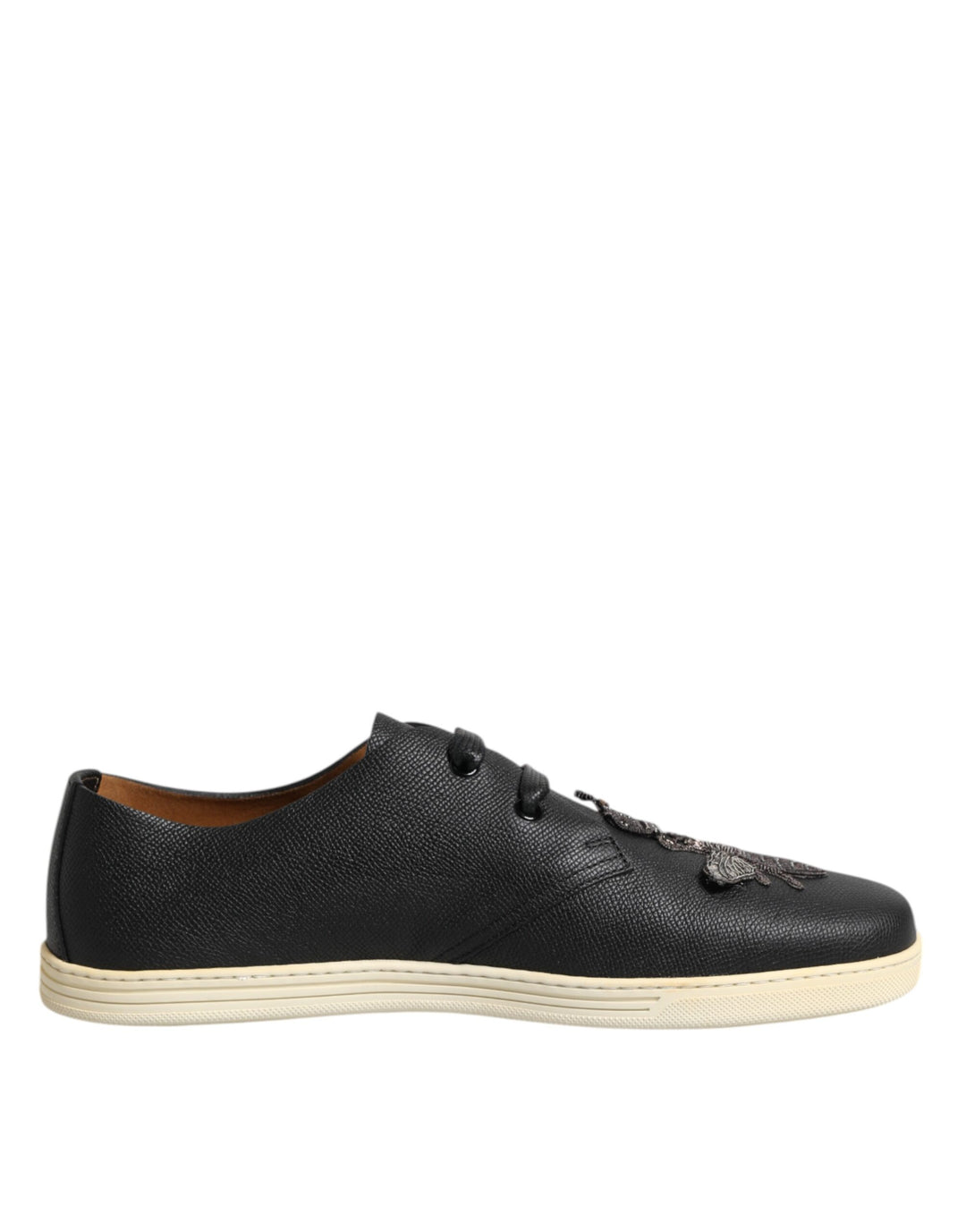 Dolce &amp; Gabbana Black Leather Bee Crown Low Top Sneakers Shoes by Dolce &amp; Gabbana outlet now on sale