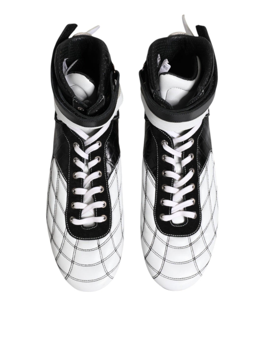 Dolce &amp; Gabbana Black White Leather High Top Sneakers Shoes by Dolce &amp; Gabbana outlet now on sale