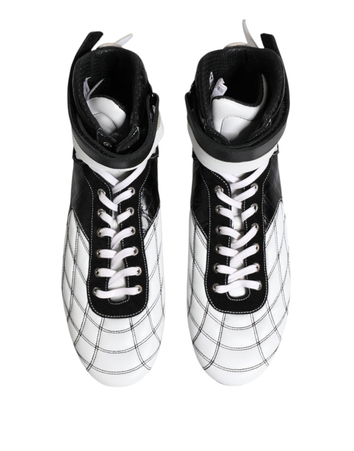 Dolce &amp; Gabbana Black White Leather High Top Sneakers Shoes by Dolce &amp; Gabbana outlet now on sale