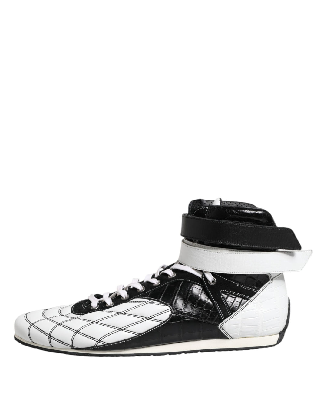 Dolce &amp; Gabbana Black White Leather High Top Sneakers Shoes by Dolce &amp; Gabbana outlet now on sale