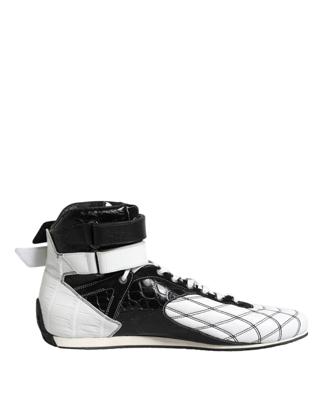 Dolce &amp; Gabbana Black White Leather High Top Sneakers Shoes by Dolce &amp; Gabbana outlet now on sale
