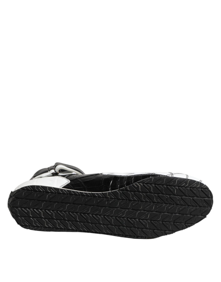 Dolce &amp; Gabbana Black White Leather High Top Sneakers Shoes by Dolce &amp; Gabbana outlet now on sale