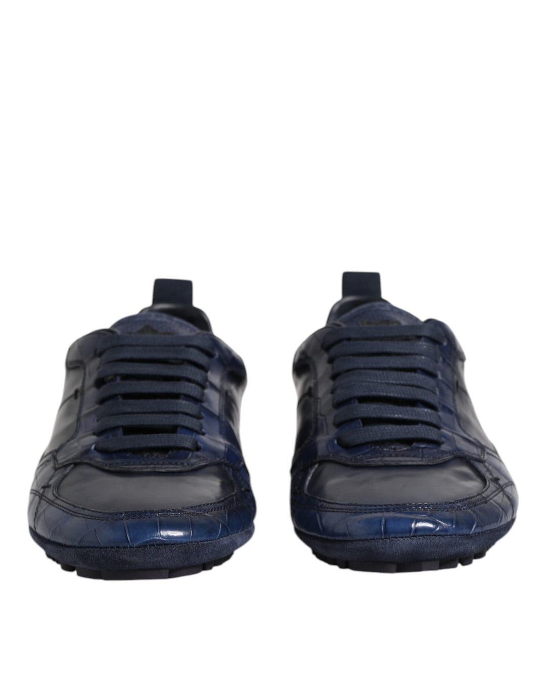 Dolce &amp; Gabbana Dark Blue Leather Low Top Men Sneakers Shoes by Dolce &amp; Gabbana outlet now on sale