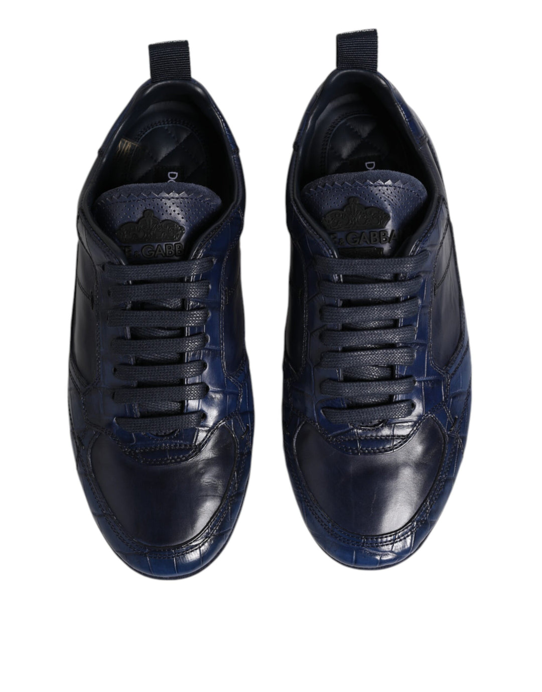 Dolce &amp; Gabbana Dark Blue Leather Low Top Men Sneakers Shoes by Dolce &amp; Gabbana outlet now on sale