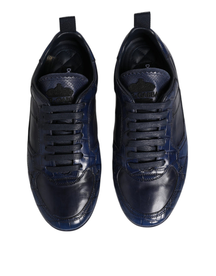 Dolce &amp; Gabbana Dark Blue Leather Low Top Men Sneakers Shoes by Dolce &amp; Gabbana outlet now on sale