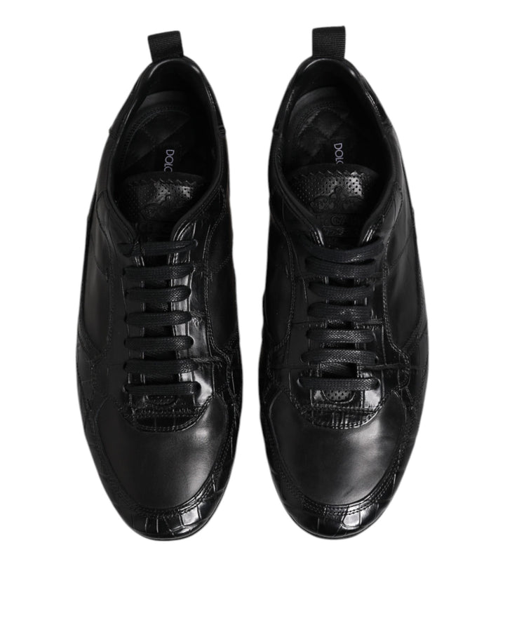 Dolce &amp; Gabbana Sample Sale Dolce &amp; Gabbana Black Exotic Leather Low Top Sneakers Shoes - | Designer outlet