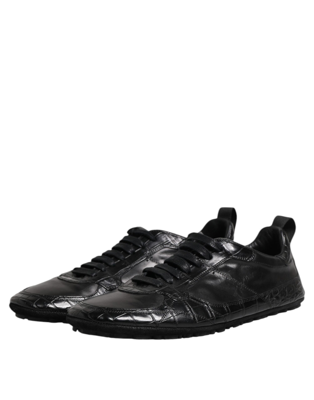 Dolce &amp; Gabbana Sample Sale Dolce &amp; Gabbana Black Exotic Leather Low Top Sneakers Shoes - | Designer outlet