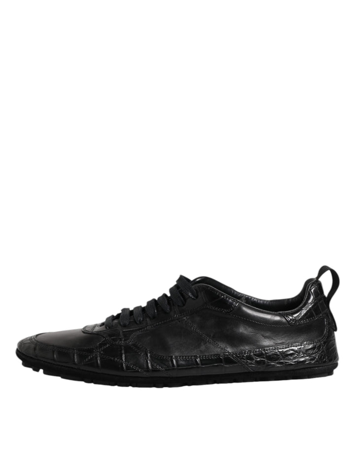 Dolce &amp; Gabbana Sample Sale Dolce &amp; Gabbana Black Exotic Leather Low Top Sneakers Shoes - | Designer outlet