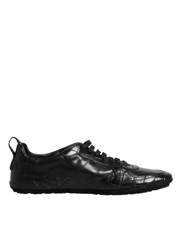 Dolce &amp; Gabbana Sample Sale Dolce &amp; Gabbana Black Exotic Leather Low Top Sneakers Shoes - | Designer outlet