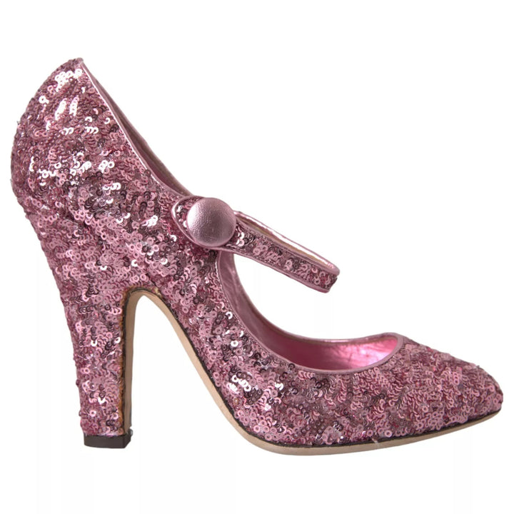 Dolce &amp; Gabbana Pink Sequin Mary Jane Pumps High Heels Shoes by Dolce &amp; Gabbana outlet now on sale