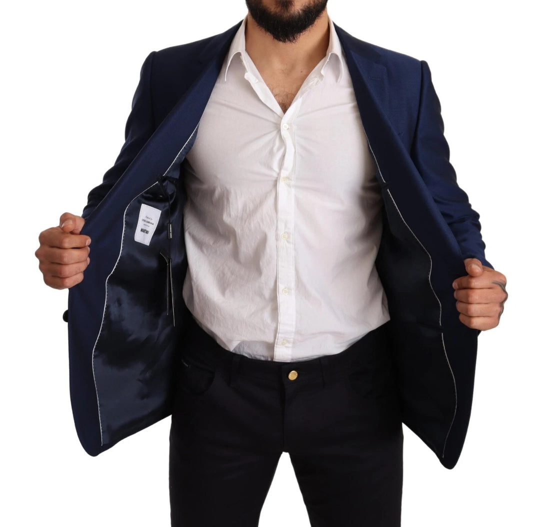 Dolce & Gabbana Blue MARTINI Wool Slim Fit Coat Blazer