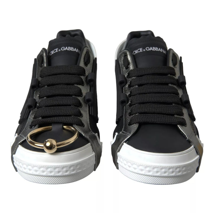 Dolce &amp; Gabbana Sample Sale Dolce &amp; Gabbana Black Leather Low Top Sneakers Portofino Shoes - | Designer outlet