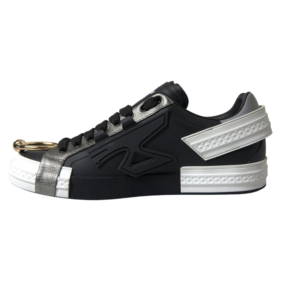 Dolce &amp; Gabbana Sample Sale Dolce &amp; Gabbana Black Leather Low Top Sneakers Portofino Shoes - | Designer outlet