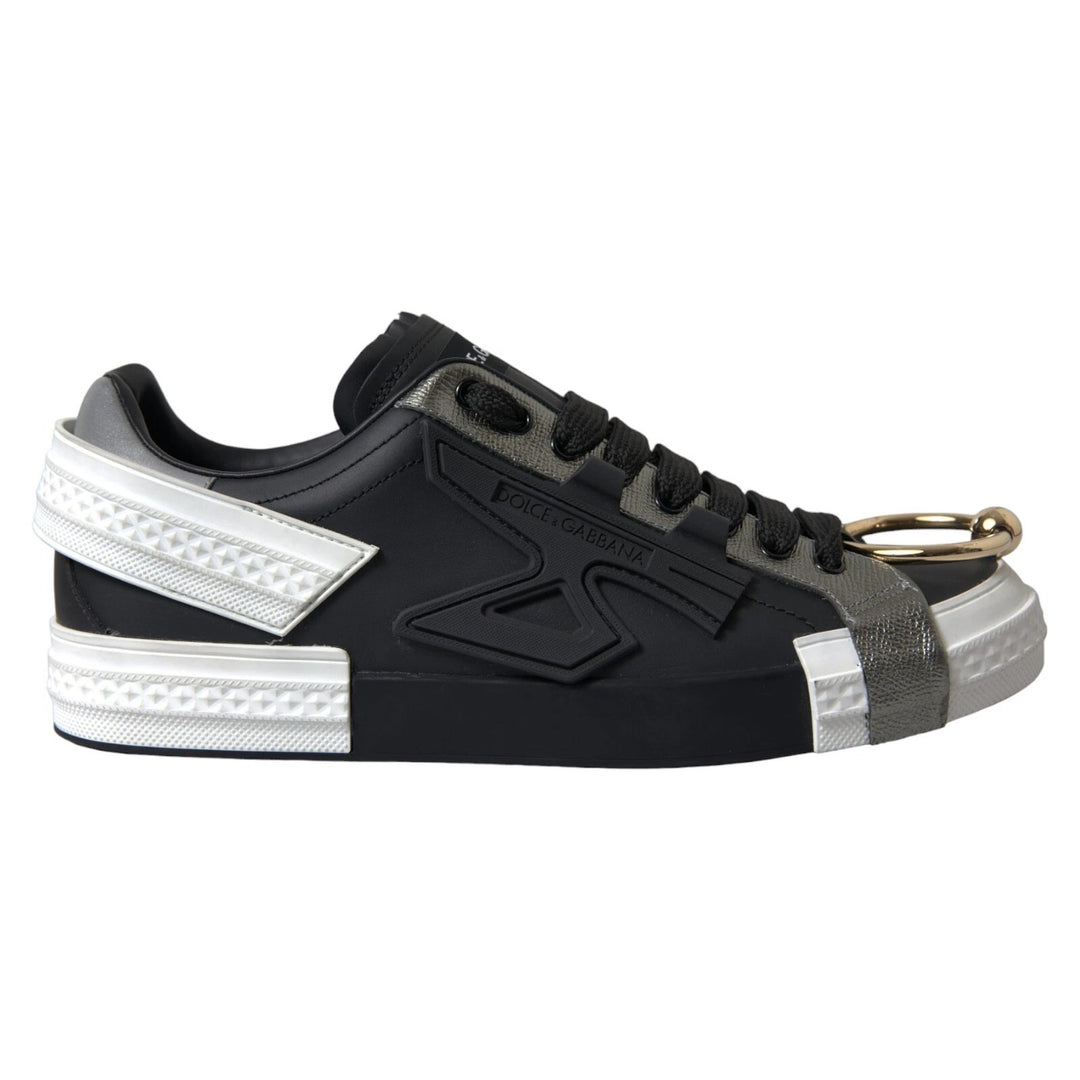 Dolce &amp; Gabbana Sample Sale Dolce &amp; Gabbana Black Leather Low Top Sneakers Portofino Shoes - | Designer outlet