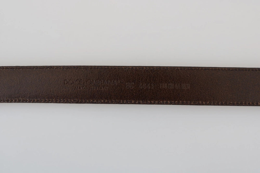Dolce & Gabbana Blue Perforated Leather Gray Buckle Belt