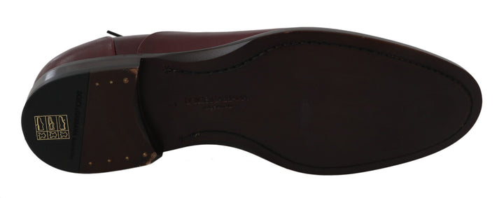 Dolce &amp; Gabbana Sample Sale Dolce &amp; Gabbana Red Bordeaux Leather Derby Formal Shoes - | Designer outlet
