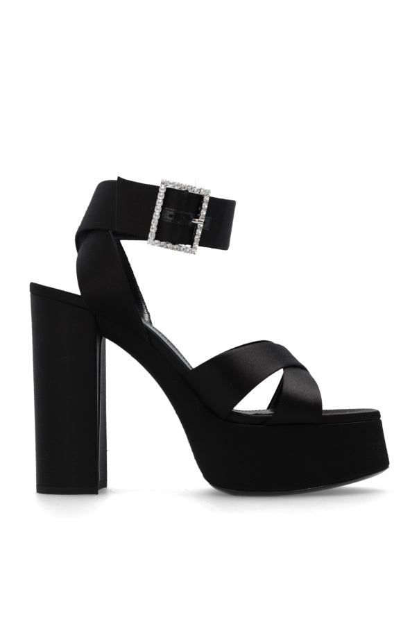 Ysl Bianca Platform Sandals In Satin Crepe