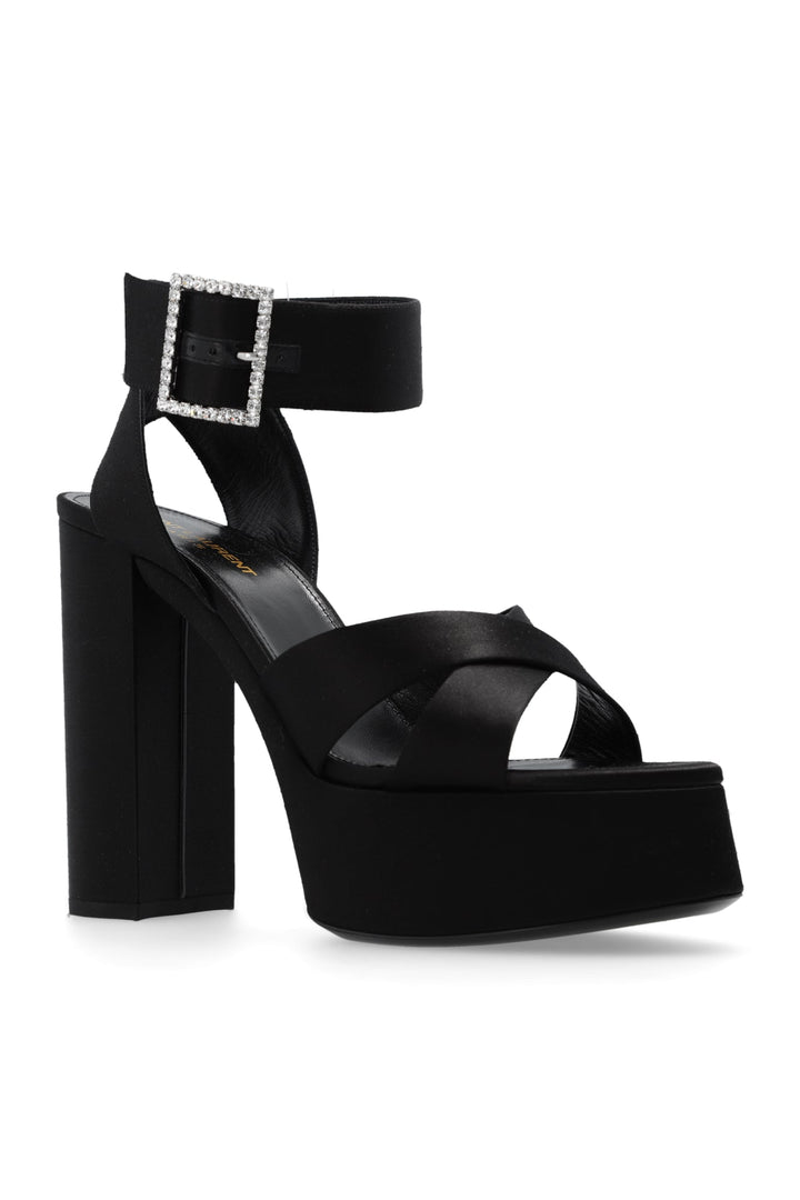 Ysl Bianca Platform Sandals In Satin Crepe