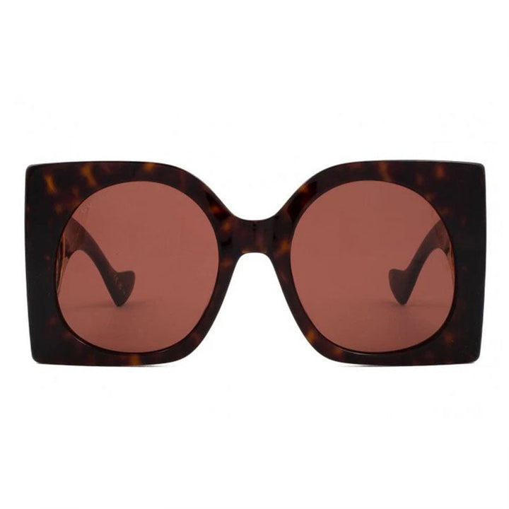 Gucci Sunglasses Square Full Rim, Dark Havana Frame and Brown Lens GG1254S002