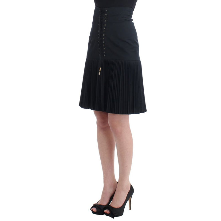 Roberto Cavalli Black Wool Skirt