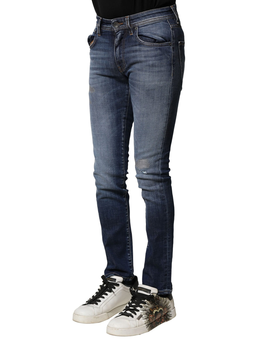 Dolce &amp; Gabbana Sample Sale Dolce &amp; Gabbana Blue Washed Cotton Slim Fit Men Denim Jeans - | Designer outlet