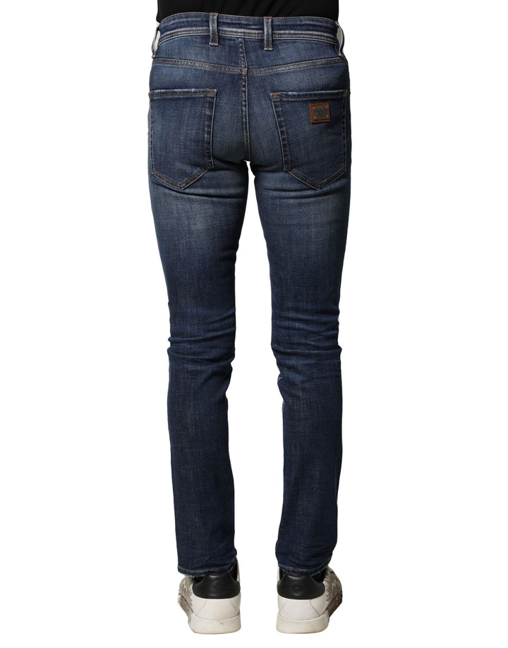 Dolce &amp; Gabbana Sample Sale Dolce &amp; Gabbana Blue Washed Cotton Slim Fit Men Denim Jeans - | Designer outlet