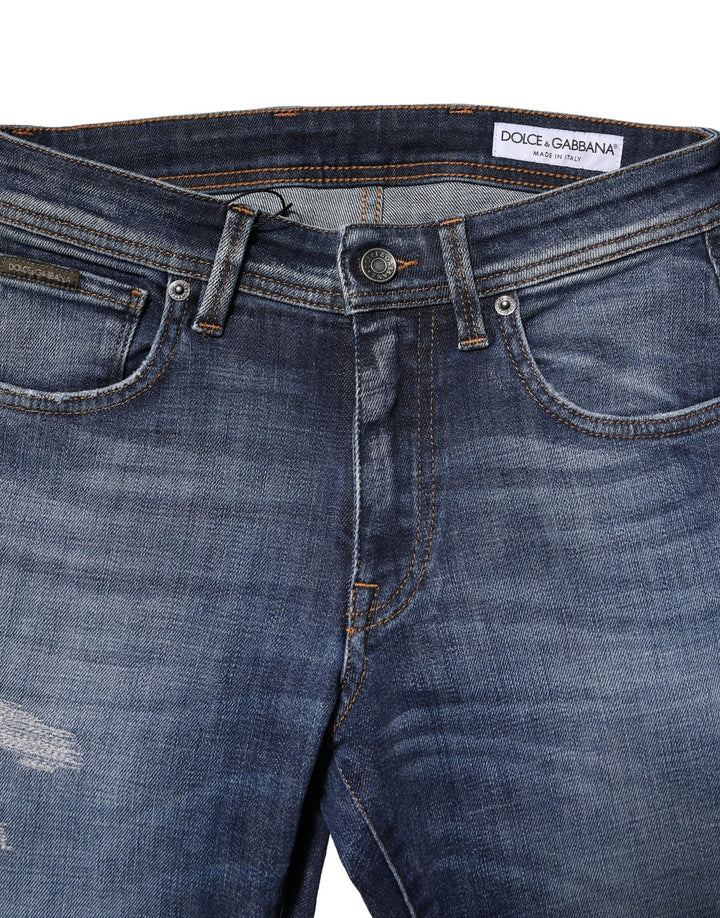 Dolce &amp; Gabbana Sample Sale Dolce &amp; Gabbana Blue Washed Cotton Slim Fit Men Denim Jeans - | Designer outlet