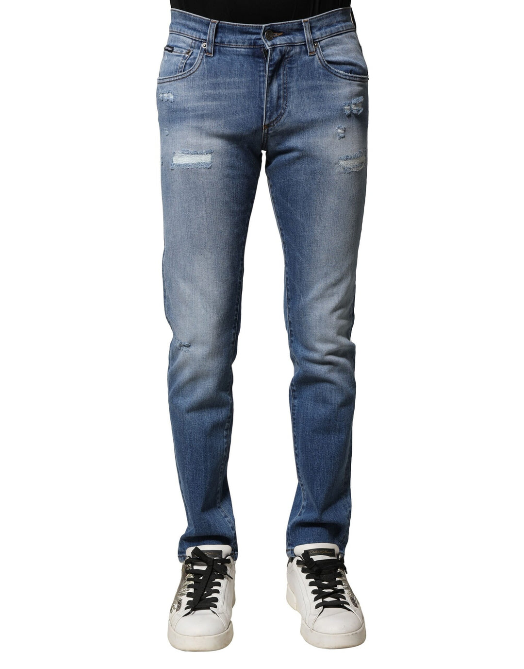 Dolce &amp; Gabbana Sample Sale Dolce &amp; Gabbana Blue Washed Cotton Skinny Men Denim Jeans - | Designer outlet