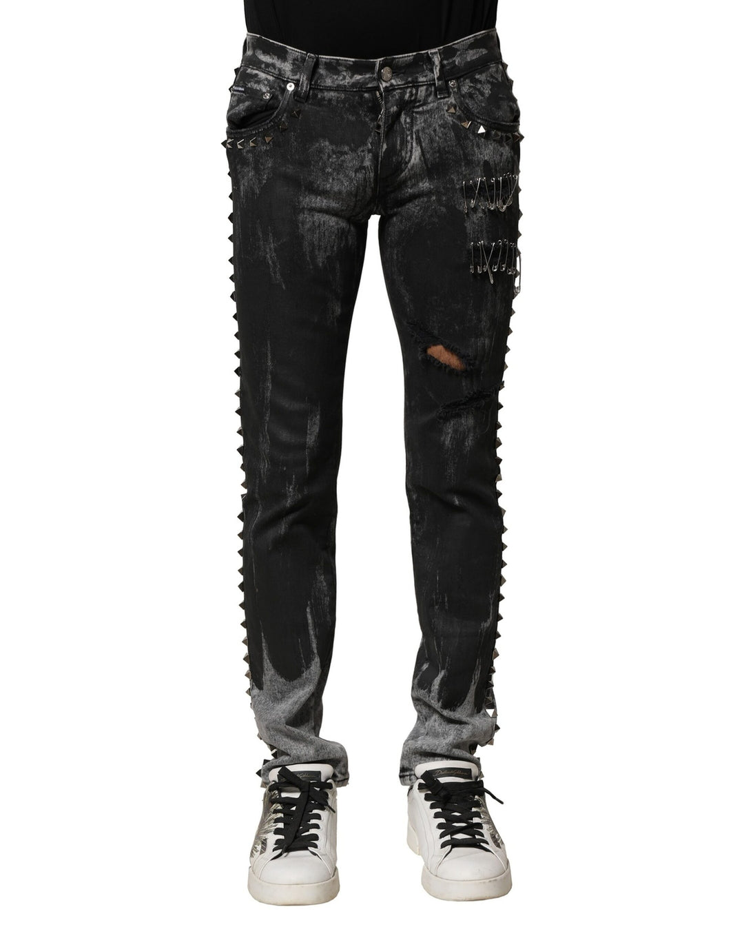 Dolce &amp; Gabbana Sample Sale Dolce &amp; Gabbana Black Washed Embellished Skinny Denim Jeans - | Designer outlet
