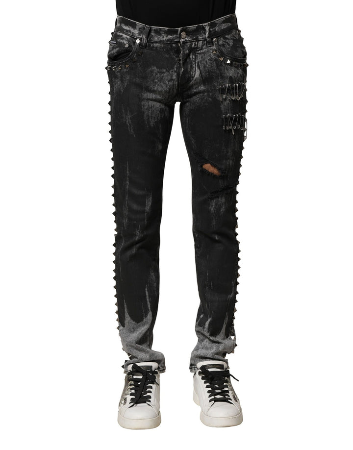 Dolce &amp; Gabbana Sample Sale Dolce &amp; Gabbana Black Washed Embellished Skinny Denim Jeans - | Designer outlet