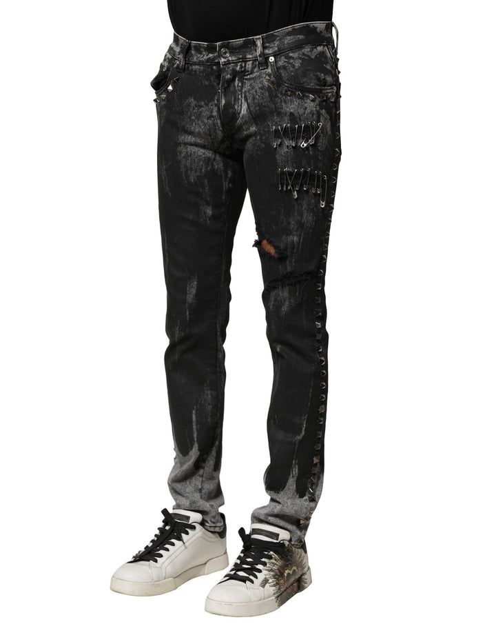 Dolce &amp; Gabbana Sample Sale Dolce &amp; Gabbana Black Washed Embellished Skinny Denim Jeans - | Designer outlet
