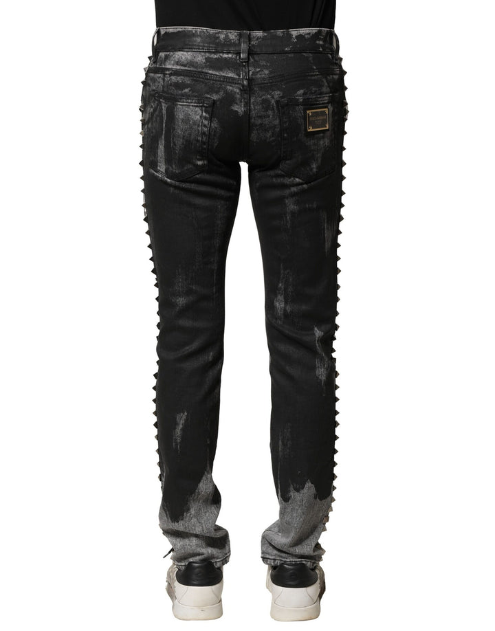 Dolce &amp; Gabbana Sample Sale Dolce &amp; Gabbana Black Washed Embellished Skinny Denim Jeans - | Designer outlet