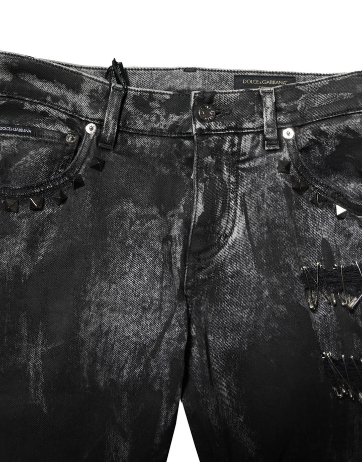 Dolce &amp; Gabbana Sample Sale Dolce &amp; Gabbana Black Washed Embellished Skinny Denim Jeans - | Designer outlet