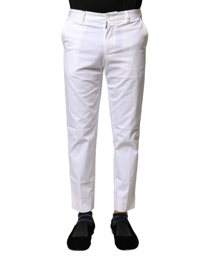 Dolce &amp; Gabbana Sample Sale | Dolce &amp; Gabbana White Cotton Straight Logo Men Pants - | Designer outlet