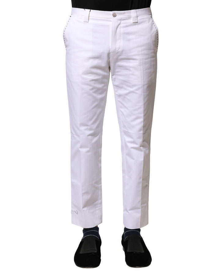 Dolce &amp; Gabbana Sample Sale Dolce &amp; Gabbana White Cotton Straight Logo Men Pants - | Designer outlet