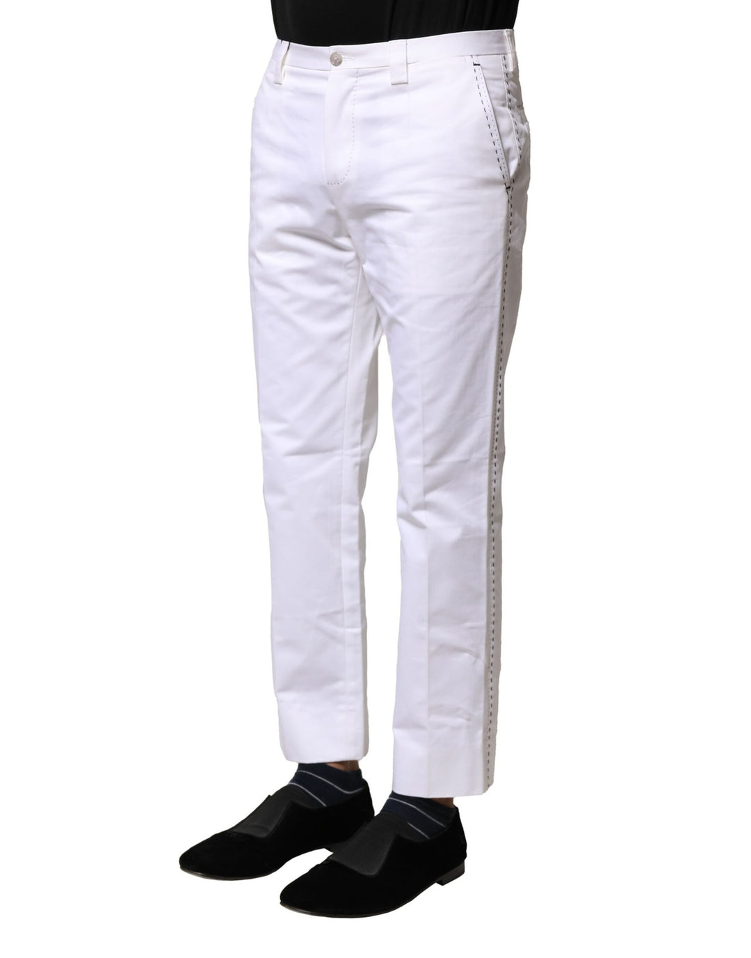 Dolce &amp; Gabbana Sample Sale Dolce &amp; Gabbana White Cotton Straight Logo Men Pants - | Designer outlet