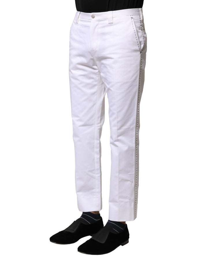Dolce &amp; Gabbana Sample Sale Dolce &amp; Gabbana White Cotton Straight Logo Men Pants - | Designer outlet