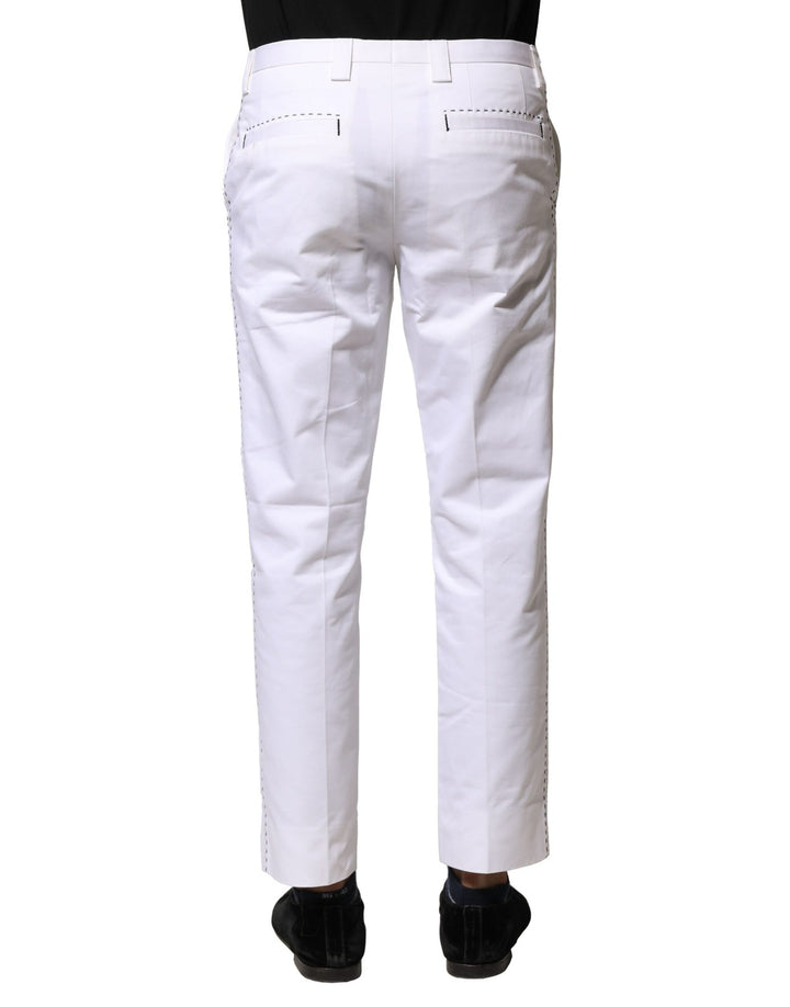 Dolce &amp; Gabbana Sample Sale Dolce &amp; Gabbana White Cotton Straight Logo Men Pants - | Designer outlet