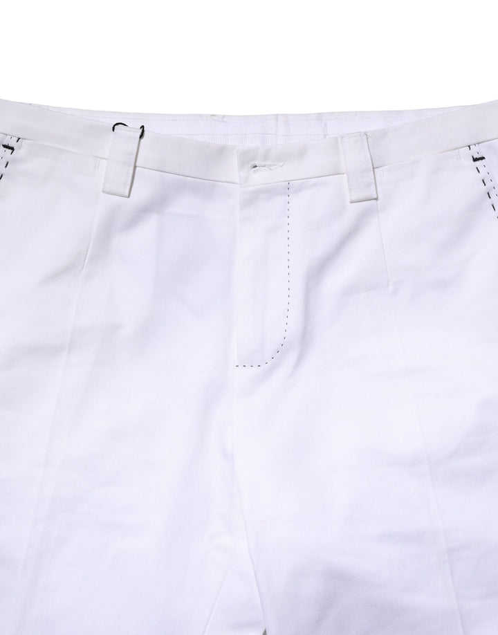 Dolce &amp; Gabbana Sample Sale Dolce &amp; Gabbana White Cotton Straight Logo Men Pants - | Designer outlet