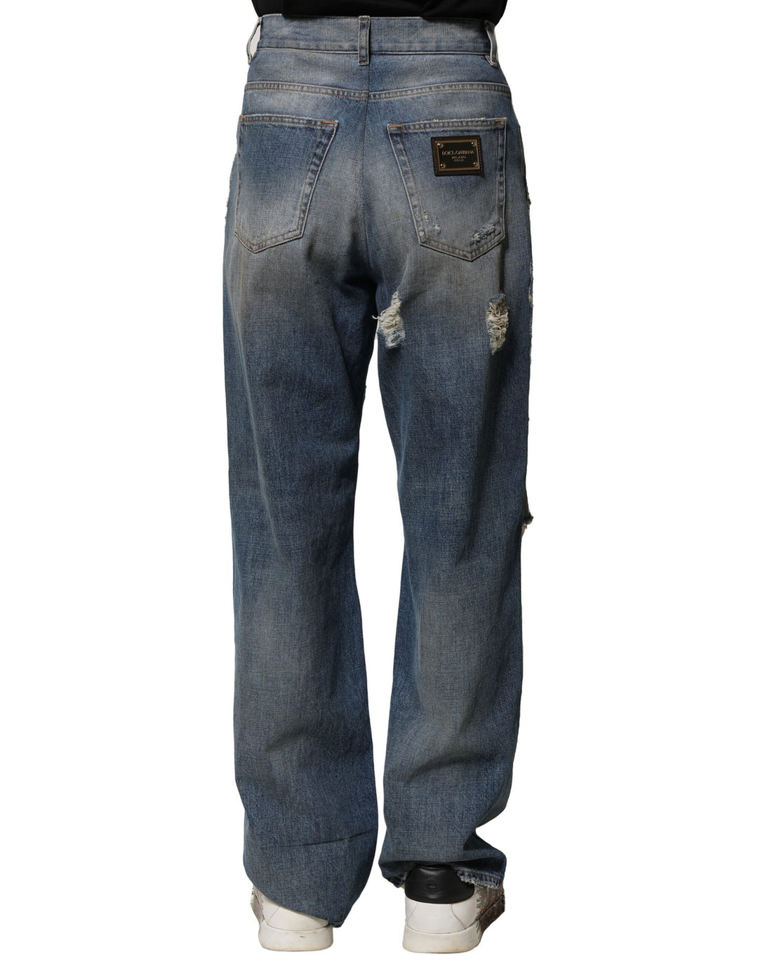 Dolce &amp; Gabbana Sample Sale Dolce &amp; Gabbana Blue Cotton Tattered Men Denim Jeans - | Designer outlet