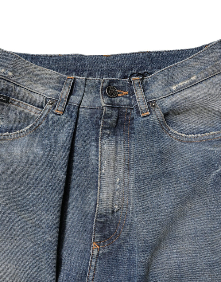Dolce &amp; Gabbana Sample Sale Dolce &amp; Gabbana Blue Cotton Tattered Men Denim Jeans - | Designer outlet