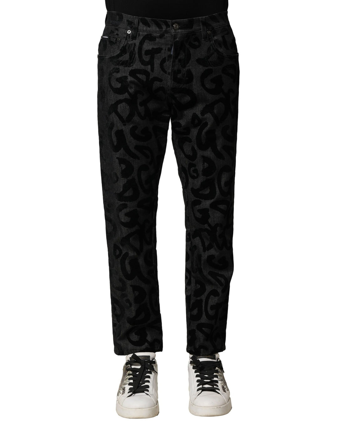 Dolce &amp; Gabbana Sample Sale Dolce &amp; Gabbana Gray Cotton DG Logo Straight Men Denim Jeans - | Designer outlet