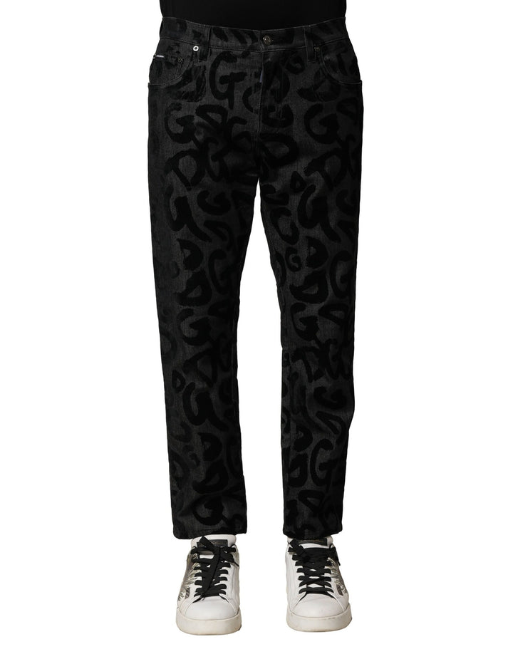 Dolce &amp; Gabbana Sample Sale Dolce &amp; Gabbana Gray Cotton DG Logo Straight Men Denim Jeans - | Designer outlet