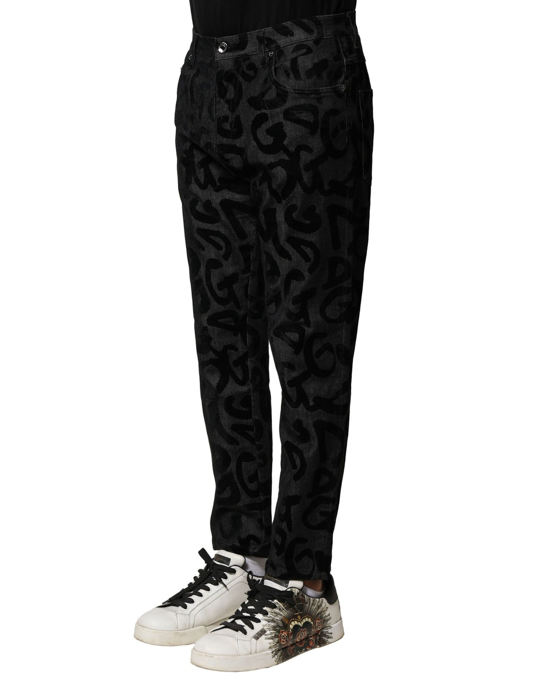 Dolce &amp; Gabbana Sample Sale Dolce &amp; Gabbana Gray Cotton DG Logo Straight Men Denim Jeans - | Designer outlet