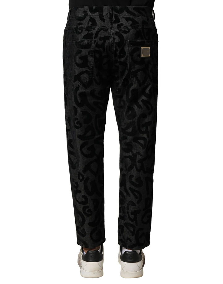 Dolce &amp; Gabbana Sample Sale Dolce &amp; Gabbana Gray Cotton DG Logo Straight Men Denim Jeans - | Designer outlet