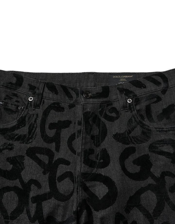 Dolce &amp; Gabbana Sample Sale Dolce &amp; Gabbana Gray Cotton DG Logo Straight Men Denim Jeans - | Designer outlet