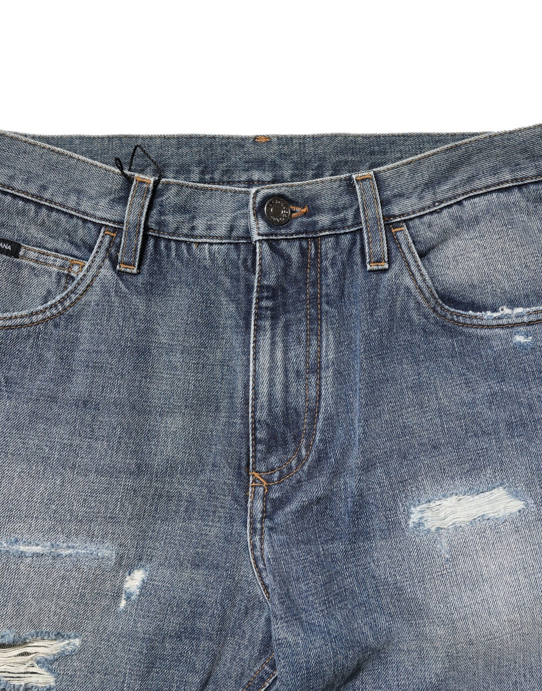 Dolce &amp; Gabbana Sample Sale Dolce &amp; Gabbana Blue Washed Tattered Straight Fit Denim Jeans - | Designer outlet
